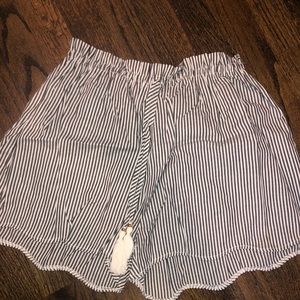 Striped scalloped shirts with elastic waist